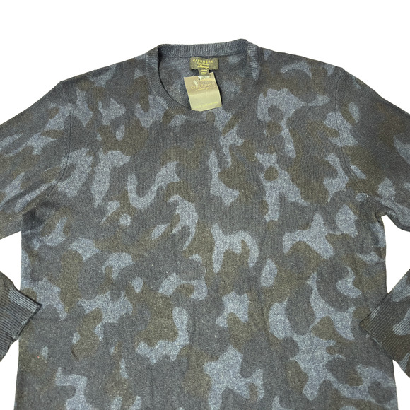 Club Room 100% Cashmere Luxury Navy Blue Camo Print Sweater Men's Large - Picture 2 of 13